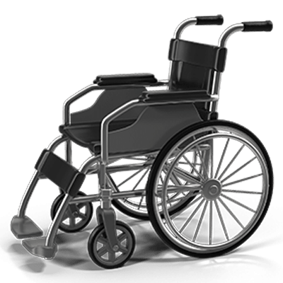 A wheelchair to signify an injury.