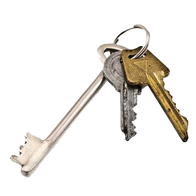 A keyring with three keys symbolizing an inheritance.