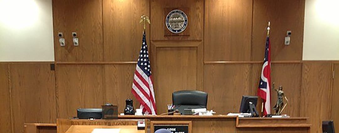 An American courtroom as an example of a foreign court.
