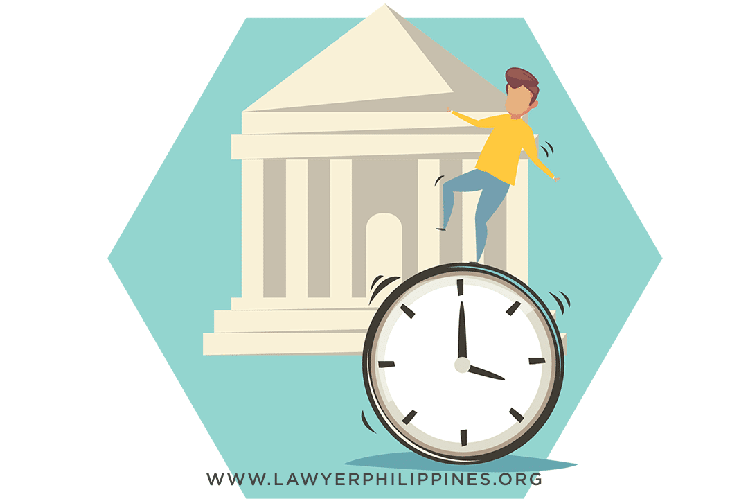 A ringing clock and a courtroom to indicate court processes take time