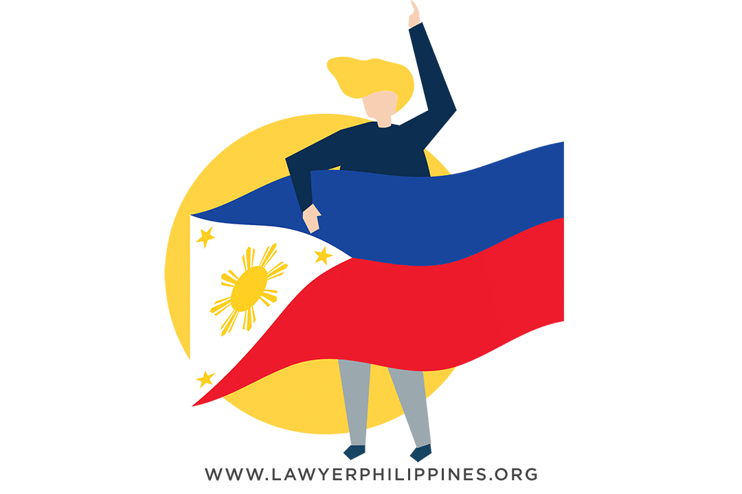 A caucasian woman standing behind the Philippine flag considering Judicial or Administrative Naturalization