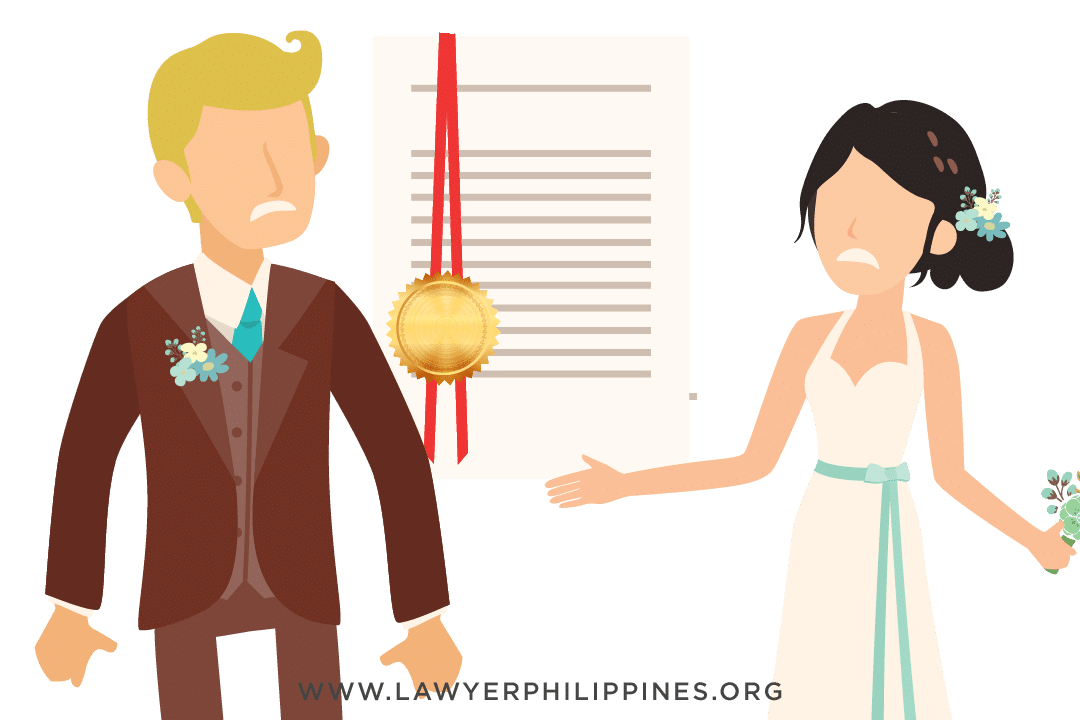 A man and a woman with a red-ribboned document between them.