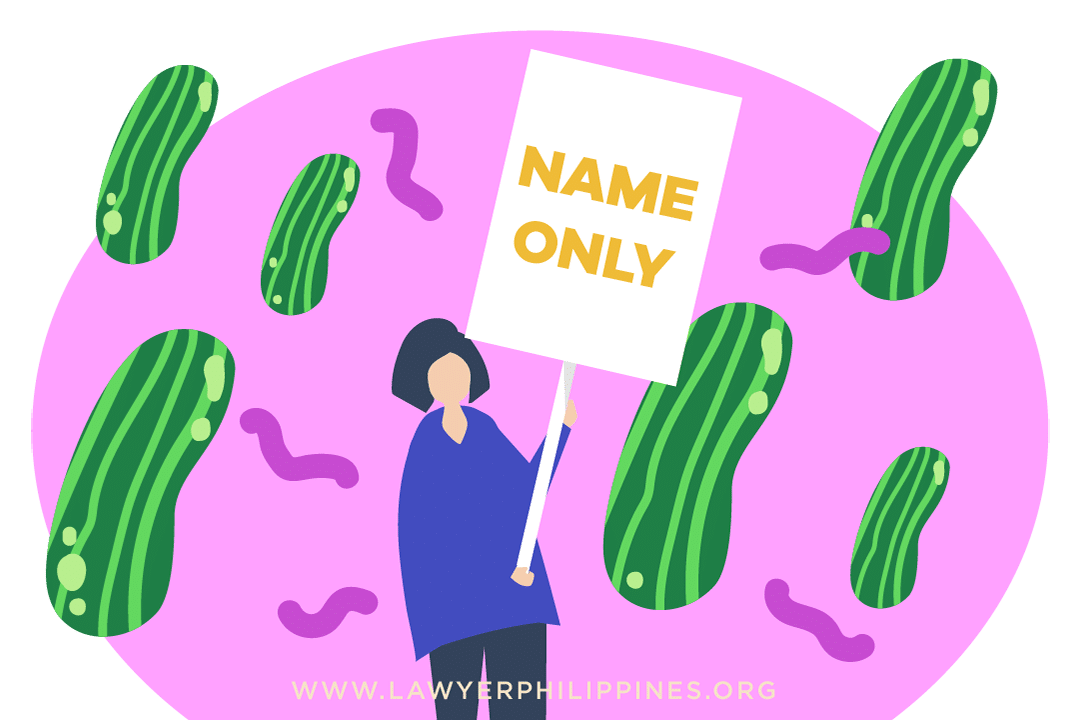 A woman in blue holding a placard with the words "Name Only" and surrounded by pickles.  This symbolizes the "pickle" you are in if you only have a name and need to do a Land Title search.