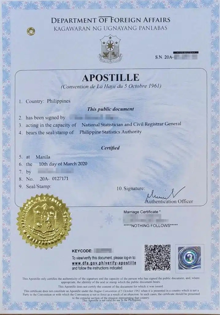 1 apostille sample Lawyers in the Philippines