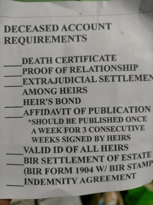 The list of requirements