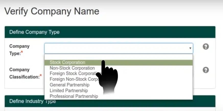 The online portal where you can verify a company's name