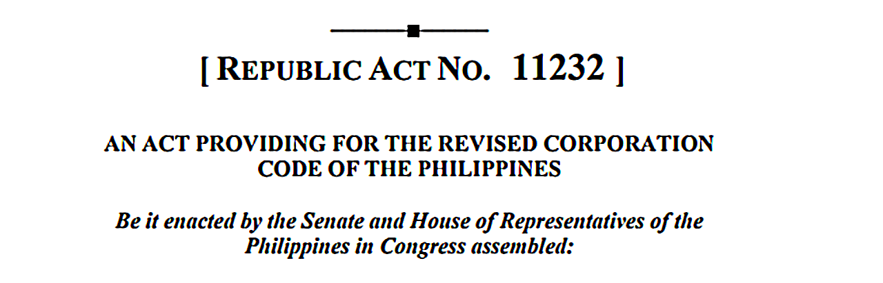 The Revised Corporation Code of the Philippines