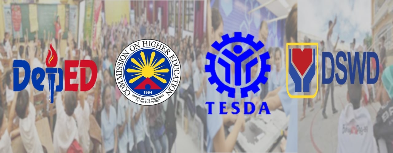 Logos of DepEd, CHED, TESDA and DSWD