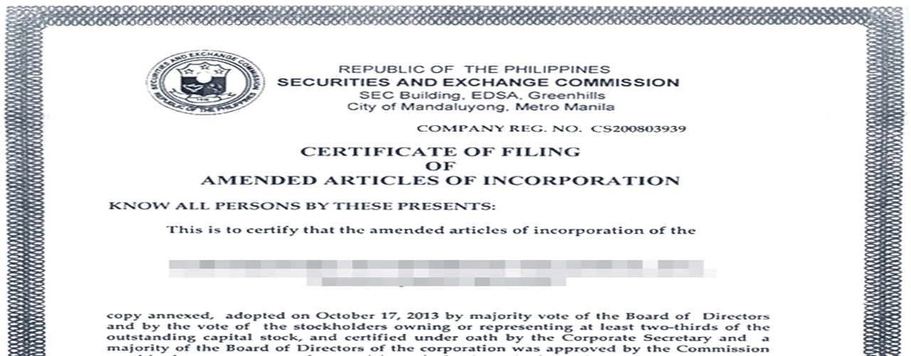 Updating company's article of incorporation is SEC requirements for change of business address Philippines.