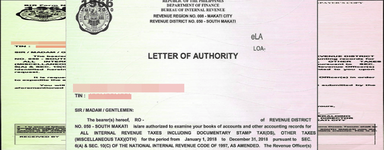 A scanned copy of Letter of Authority BIR 