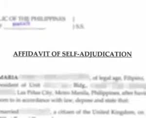 Sample title page of a Deed of self-adjudication