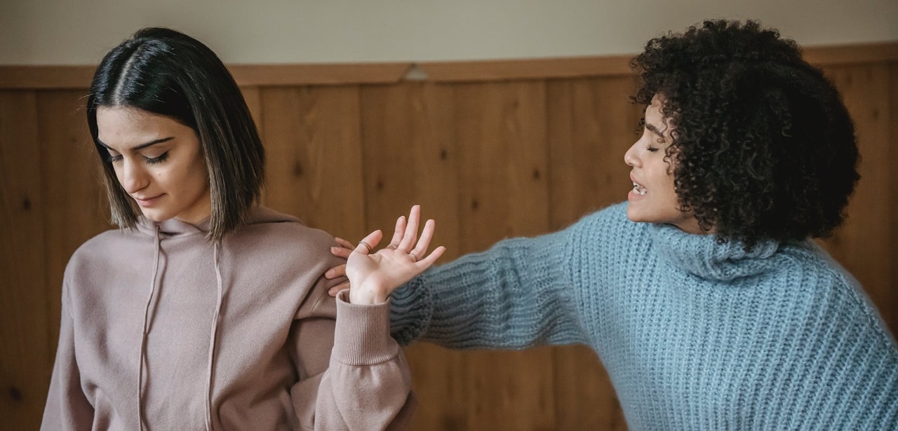 Two woman having a disagreement