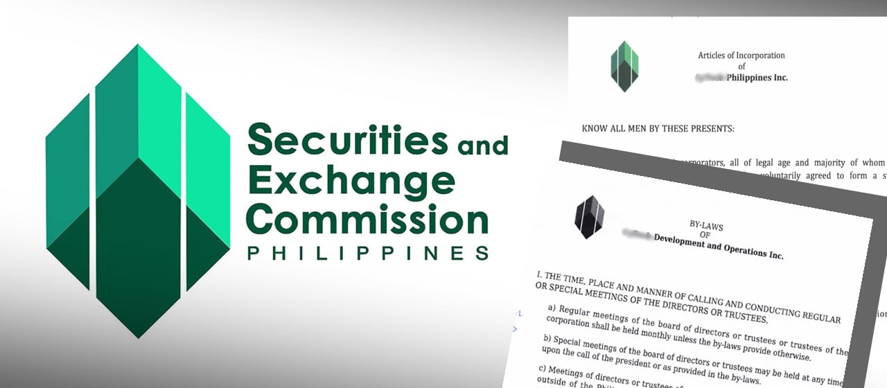 AOI and By-laws beside the logo of Securities and Exchange Commission
