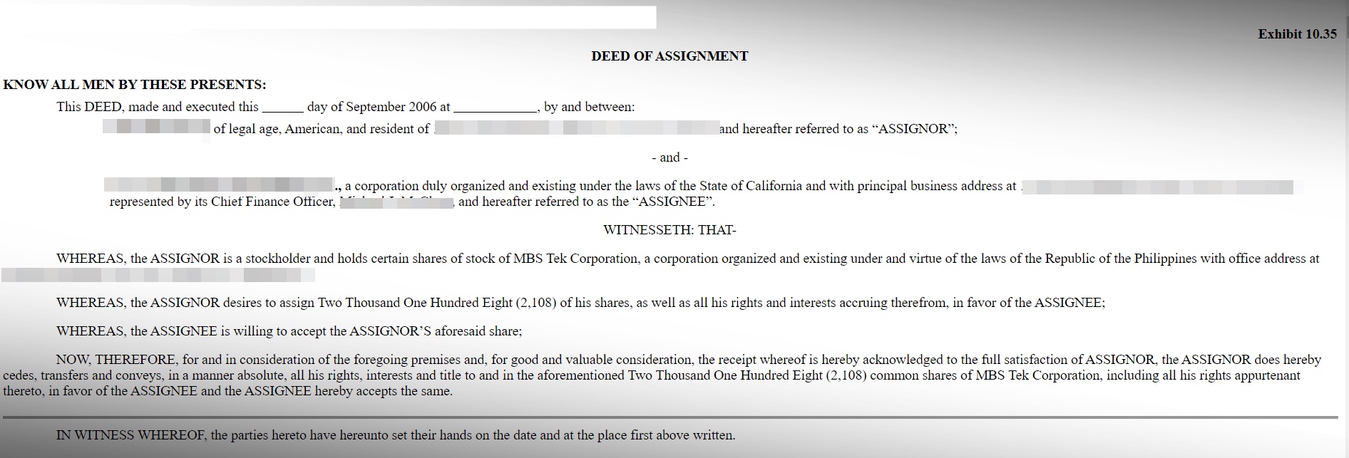 A sample of deed of assignment