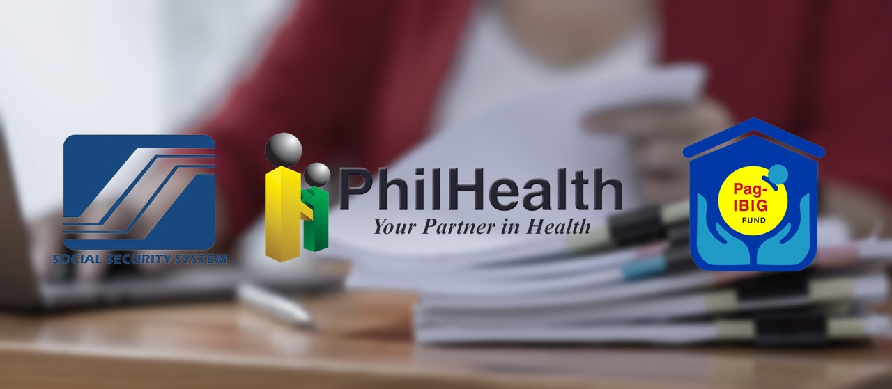 Logos of SSS, Philhealth and PagIbig