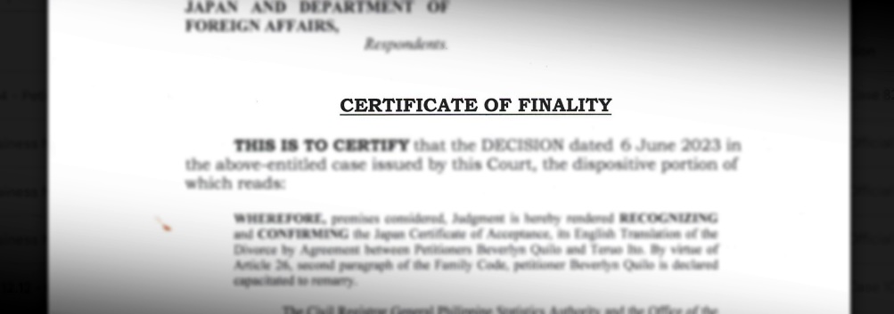 A sample of certificate of finality