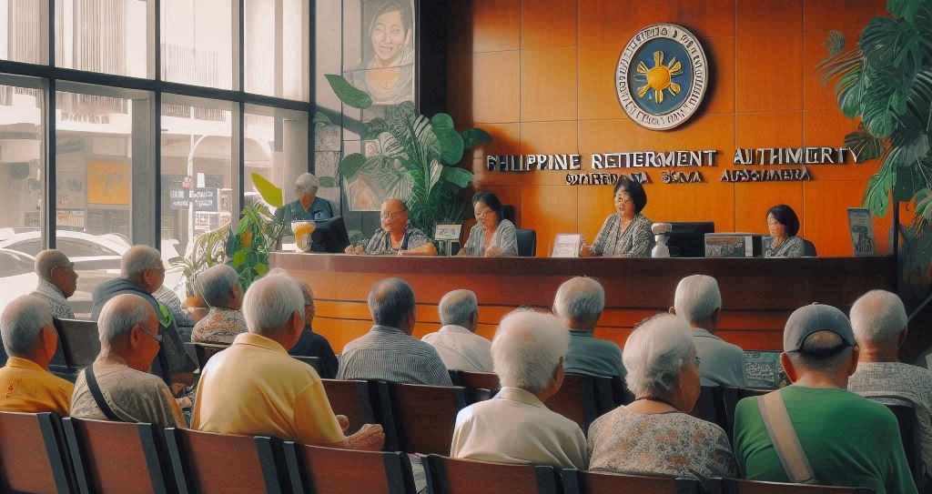 Old people lining up in Philippine Retirement Authority to their SRRV