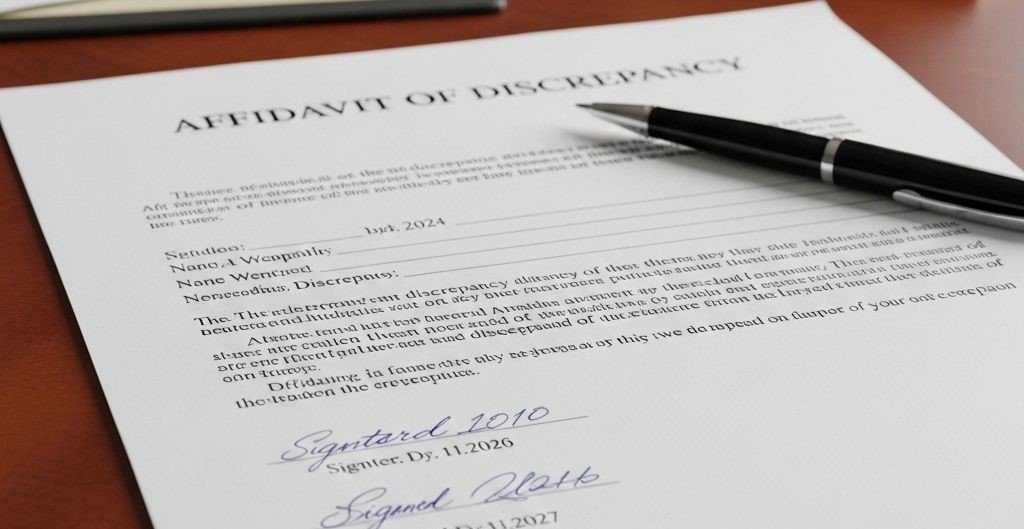 What contains an Affidavit of Discrepancy.